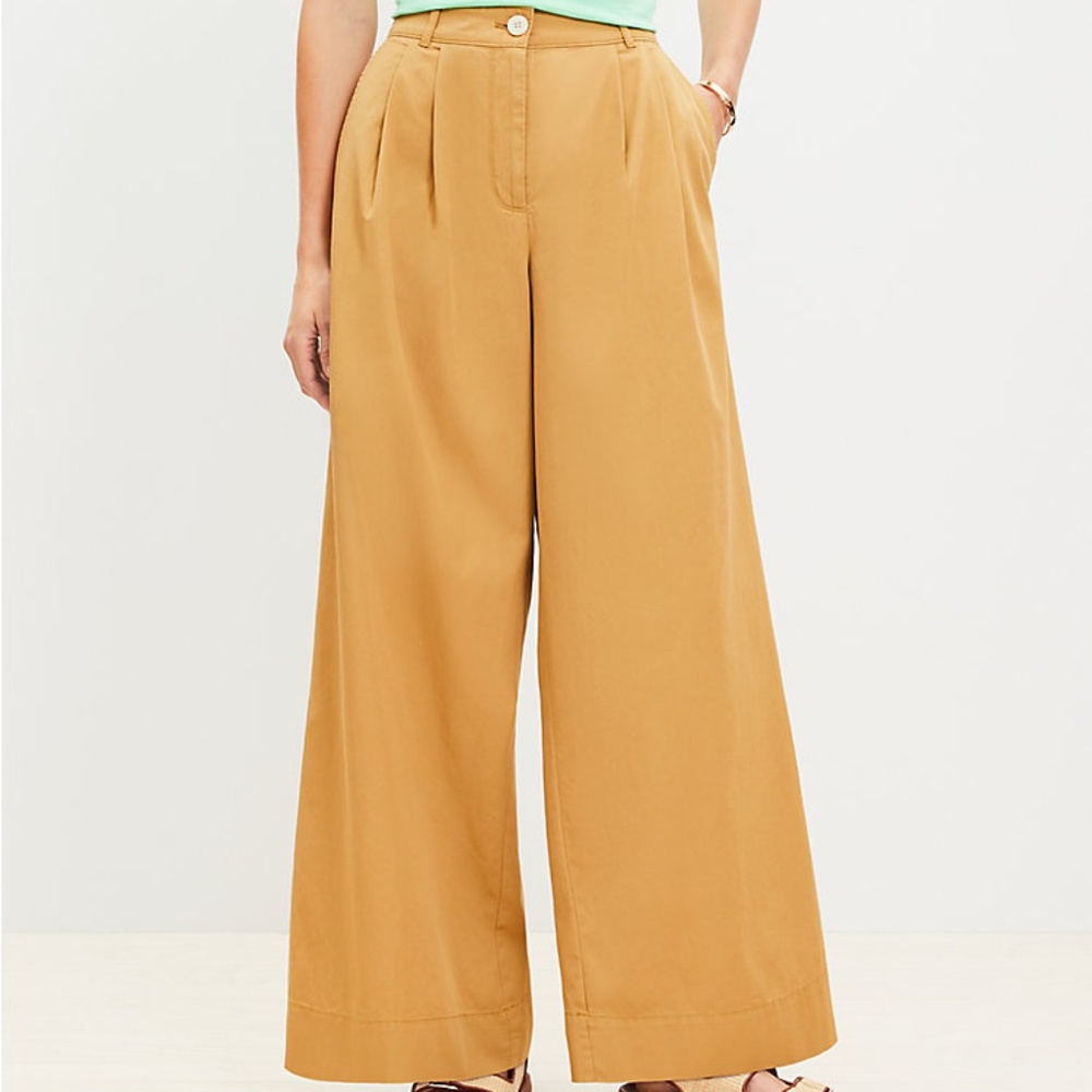 LOFT Petite Poplin Wide Leg Pants 0P